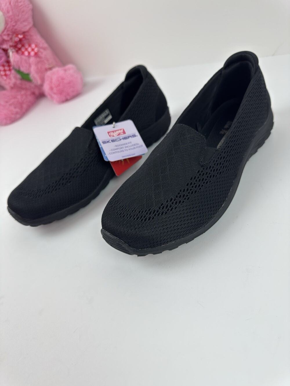 Skechers Women's Knit Relaxed Fit Memory Foam Slip-On Black Shoe Size 8,5